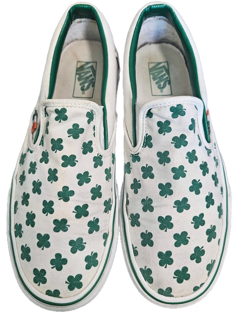 Rare Vans Slip-on Lucky Irish Shamrock Irish Flag Unisex Mens 8.5 Womens 10